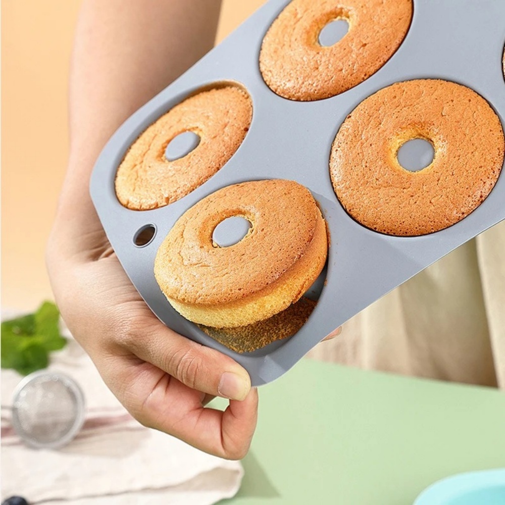 Donut Mold Silicone - Moule à pâtisserie 6 cavités en